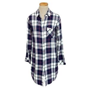 Rails Dress Women's Small Blue White Plaid Long Sleeve Button Down Shirt Tunic